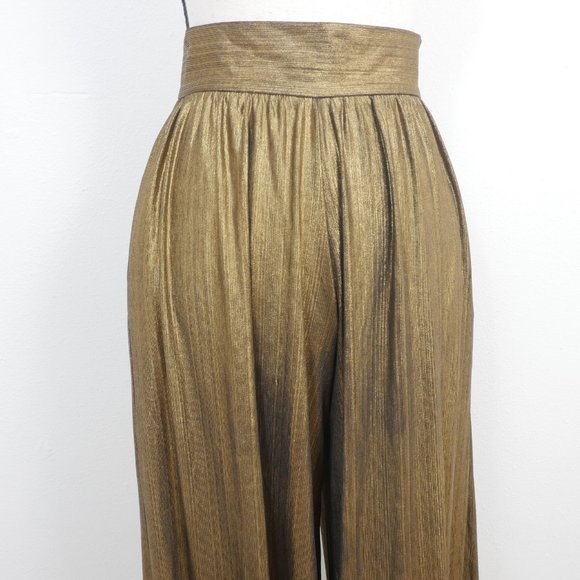 FKSP Made in Los Angeles Gold Black Metallic High Waist Wide Leg XS Disco Pant - Picture 3 of 11